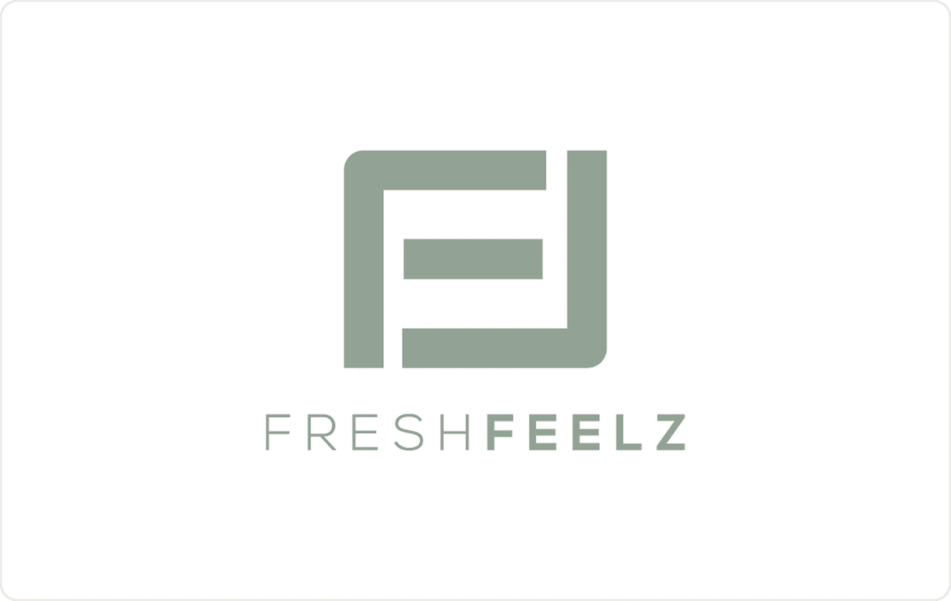 FreshFeelz business card front — white
