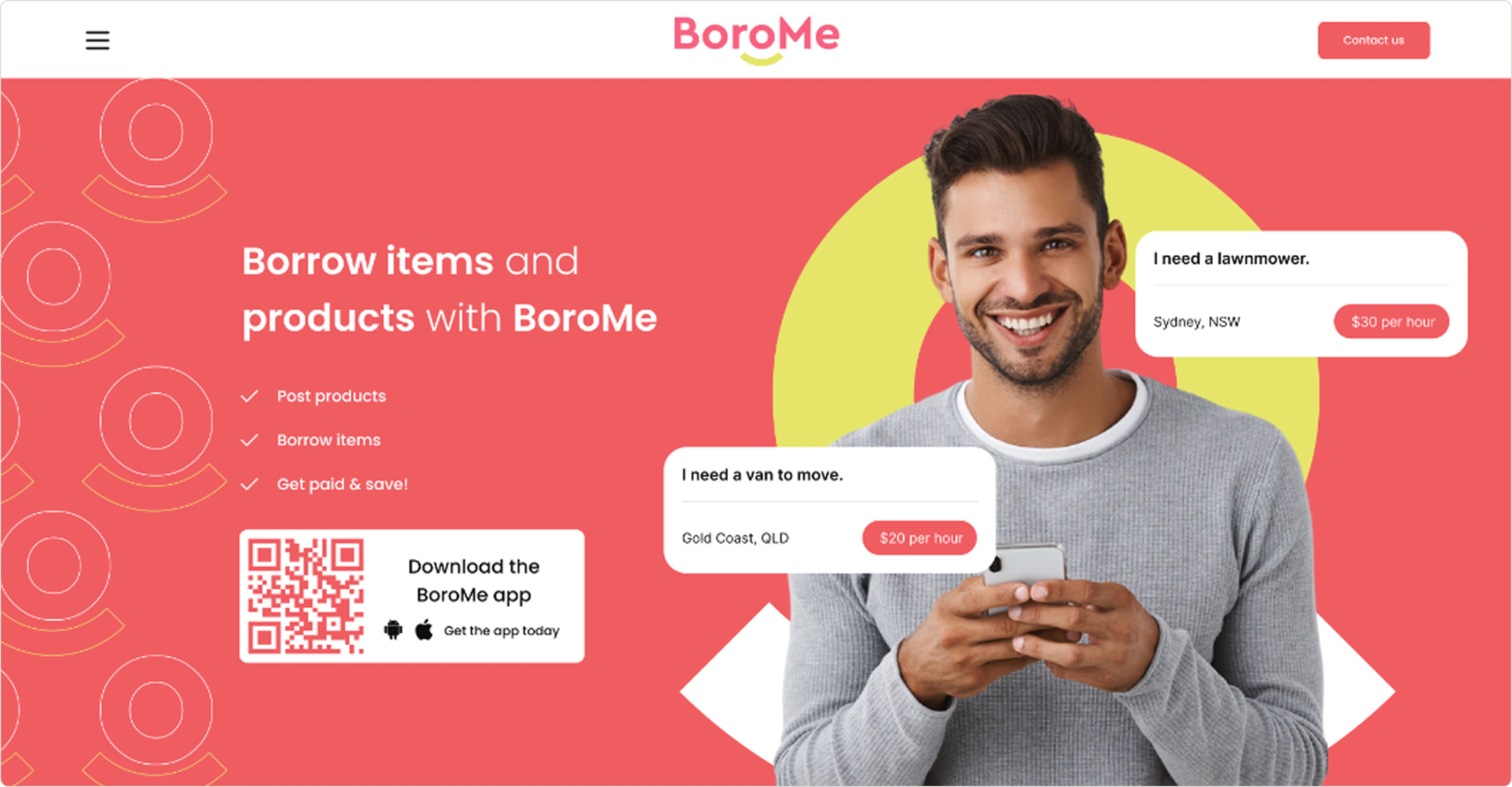 Designing the Web Experience — Borrow items and products with BoroMe