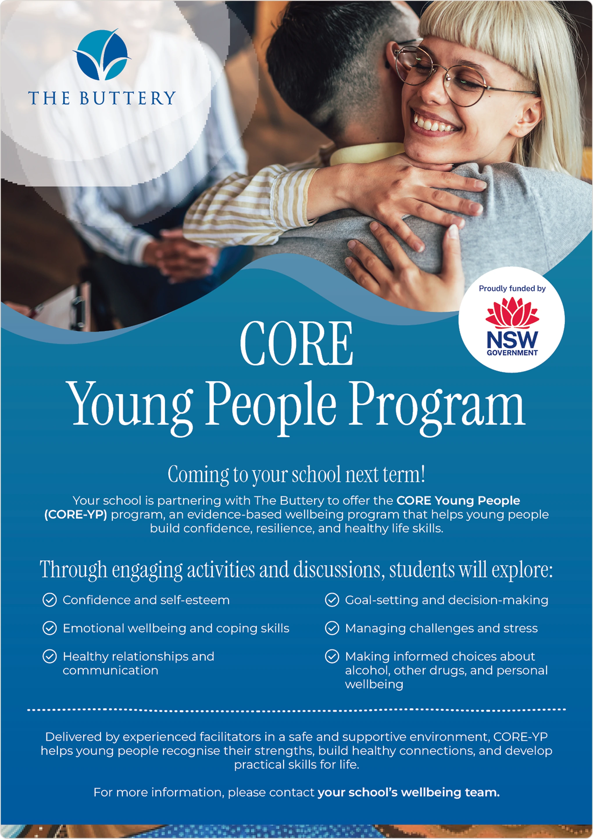 The Buttery CORE Young People Program A4 Flyer