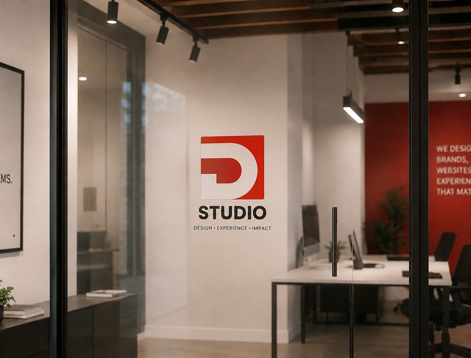 Dsquare Studio office interior with brand signage