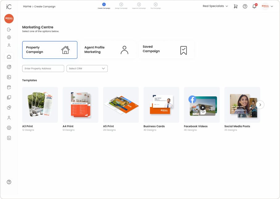iCentra create campaign screen