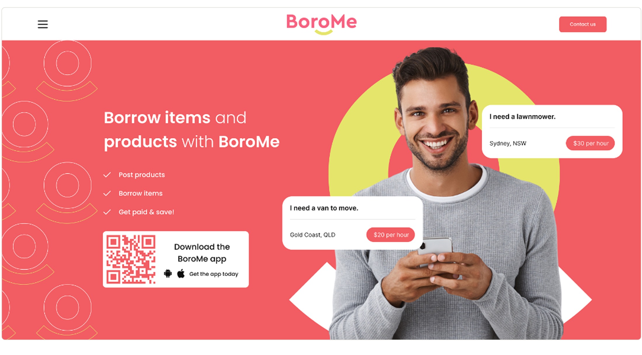 Designing the Web Experience — Borrow items and products with BoroMe