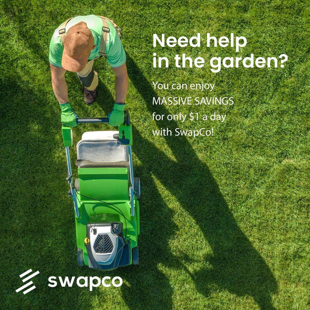 SwapCo social media post — need help in the garden